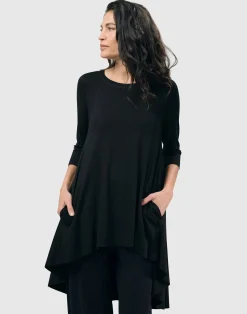 Essential Swing Tunic Top, Black