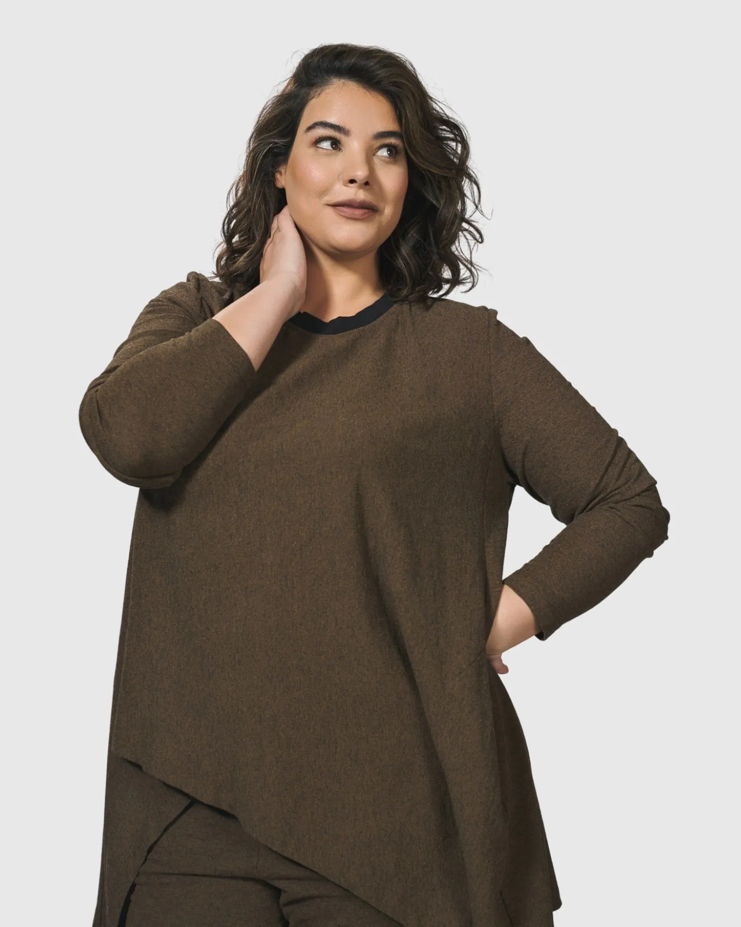 Essential Swing Tunic Top, Brown