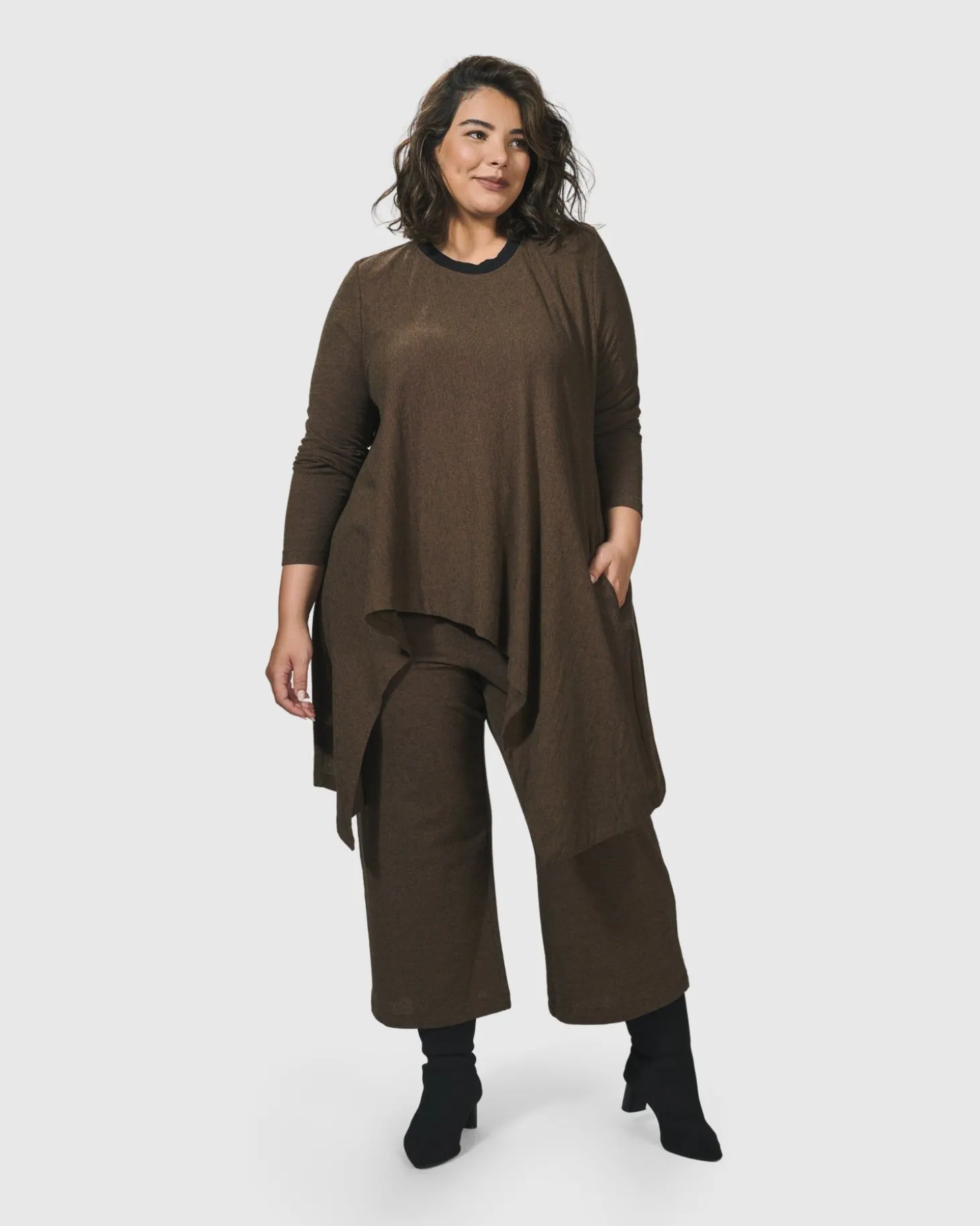 Essential Swing Tunic Top, Brown