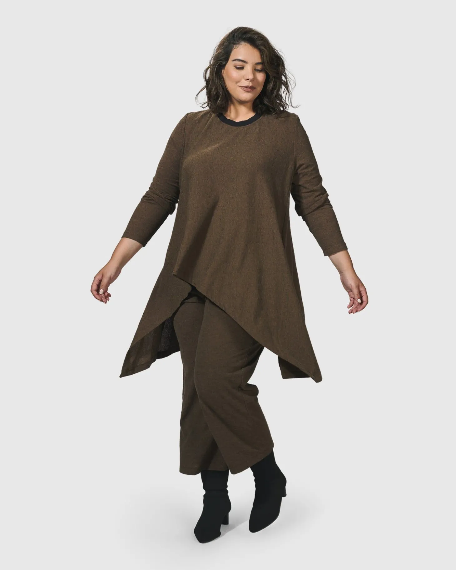 Essential Swing Tunic Top, Brown