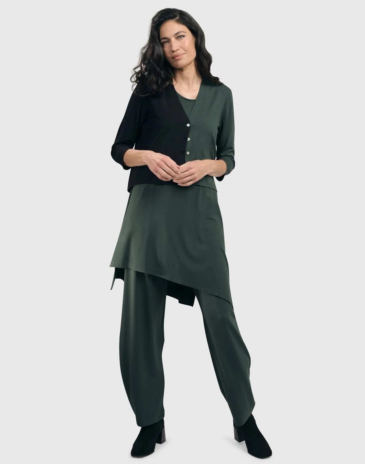 Essential 2-Tone Crop Cardigan, Green