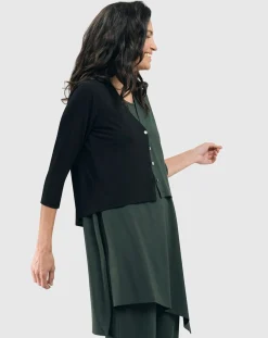 Essential 2-Tone Crop Cardigan, Green