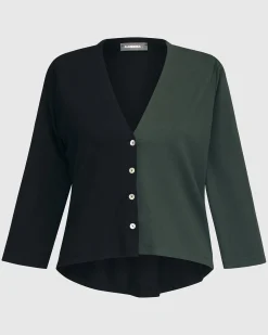 Essential 2-Tone Crop Cardigan, Green