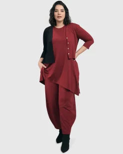 Essential 2-Tone Crop Cardigan, Plum