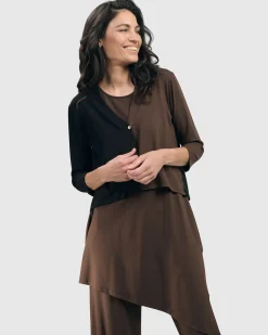 Essential 2-Tone Crop Cardigan, Coffee