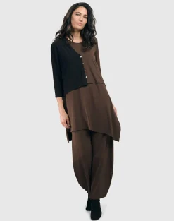 Essential 2-Tone Crop Cardigan, Coffee