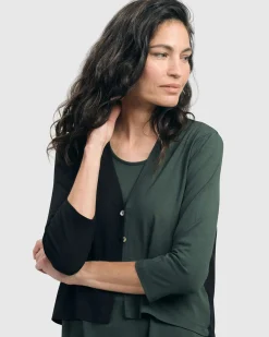 Essential 2-Tone Crop Cardigan, Green