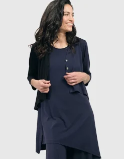Essential 2-Tone Crop Cardigan, Navy