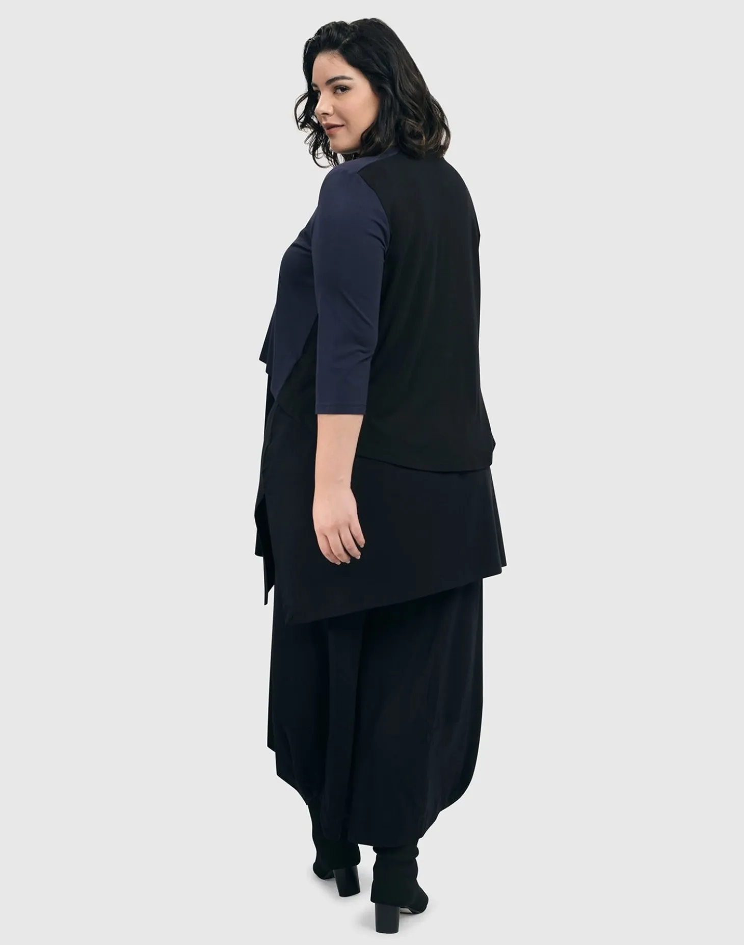 Essential 2-Tone Crop Cardigan, Navy