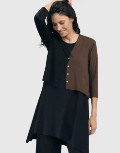 Essential 2-Tone Crop Cardigan, Coffee