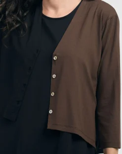 Essential 2-Tone Crop Cardigan, Coffee