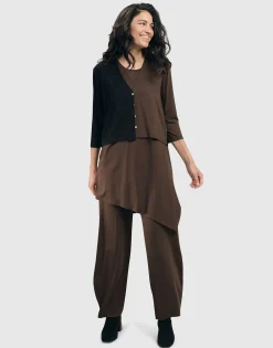 Essential 2-Tone Crop Cardigan, Coffee