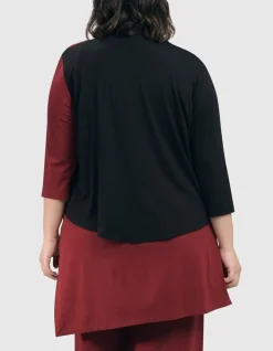 Essential 2-Tone Crop Cardigan, Plum
