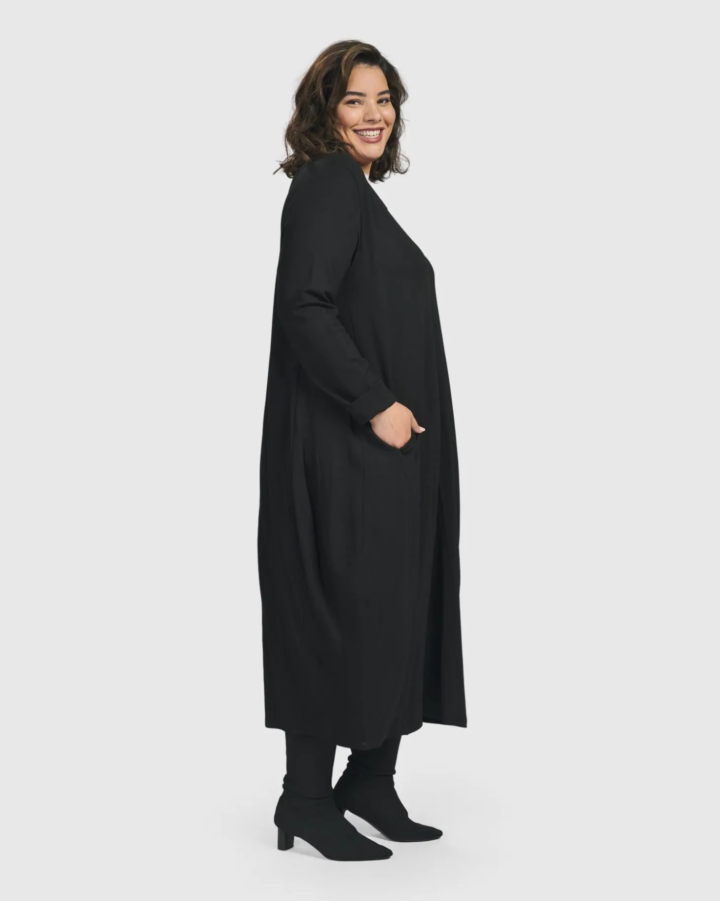 Essential Toned Up Midi Dress, Black