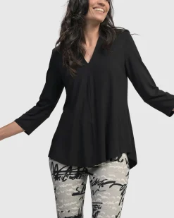 Essential V-Neck Top, Black