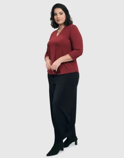 Essential V-Neck Top, Plum