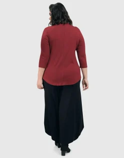 Essential V-Neck Top, Plum