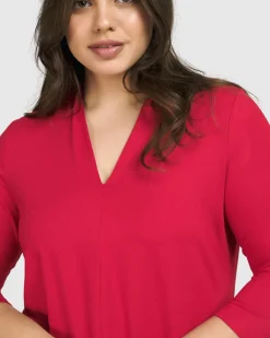 Essential V-Neck Top, Red Rose