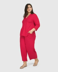 Essential V-Neck Top, Red Rose