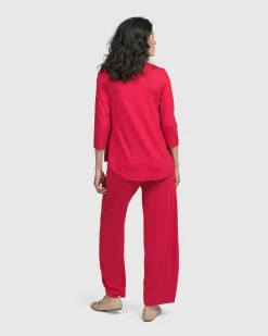 Essential V-Neck Top, Red Rose