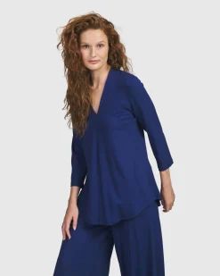 Essential V-Neck Top, Royal Blue