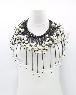 Faux Pearl Cape Necklace, Love Letter