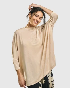 Fawn Mockneck Top, Nude