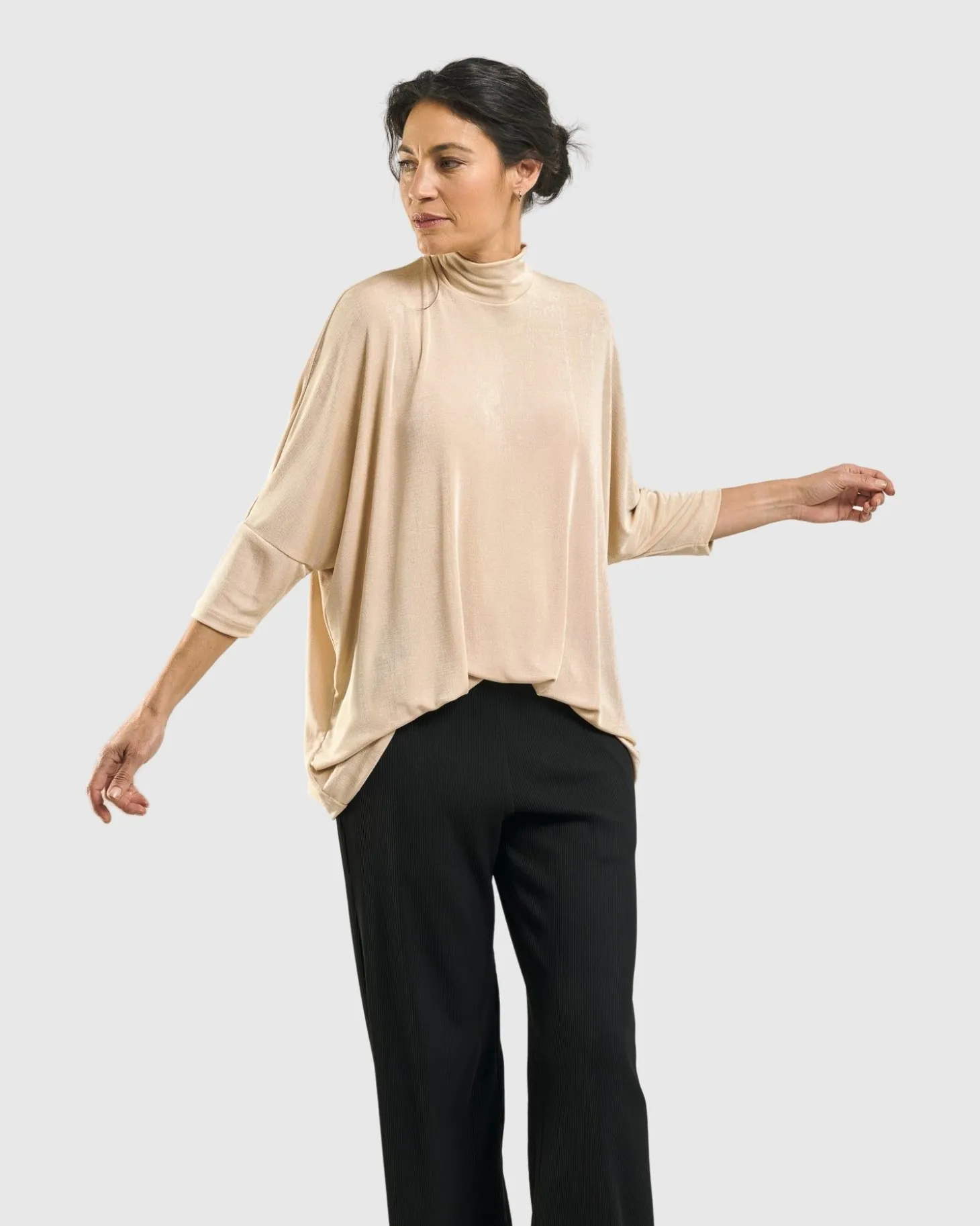Fawn Mockneck Top, Nude