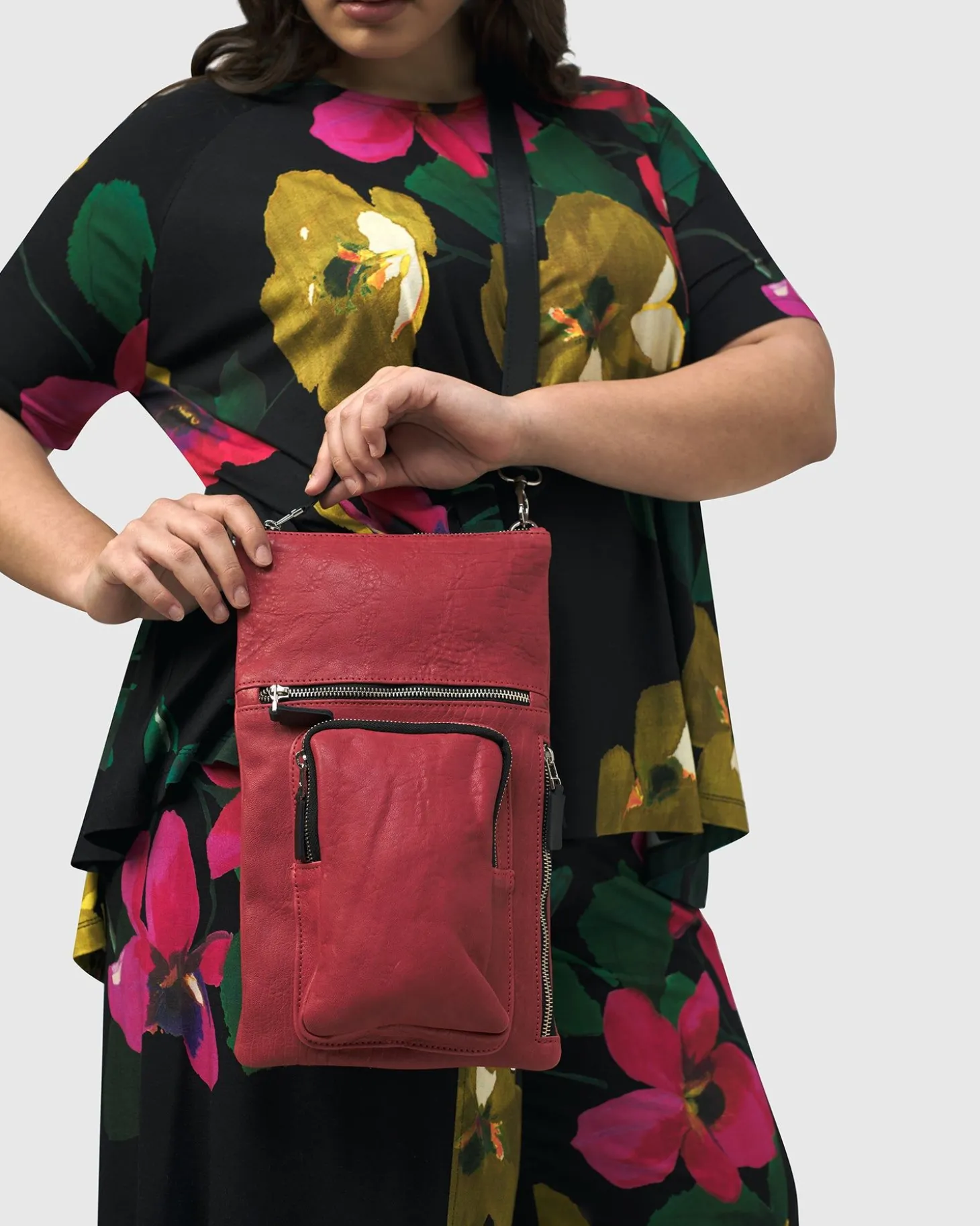 Flat Stash Pouch Bag, Vermillion