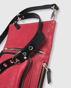 Flat Stash Pouch Bag, Vermillion