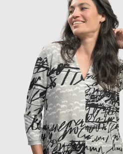 Flirty Signature V Neck Top, Script