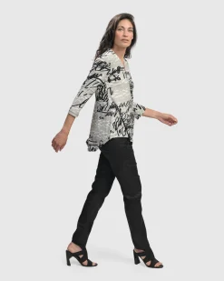 Flirty Signature V Neck Top, Script