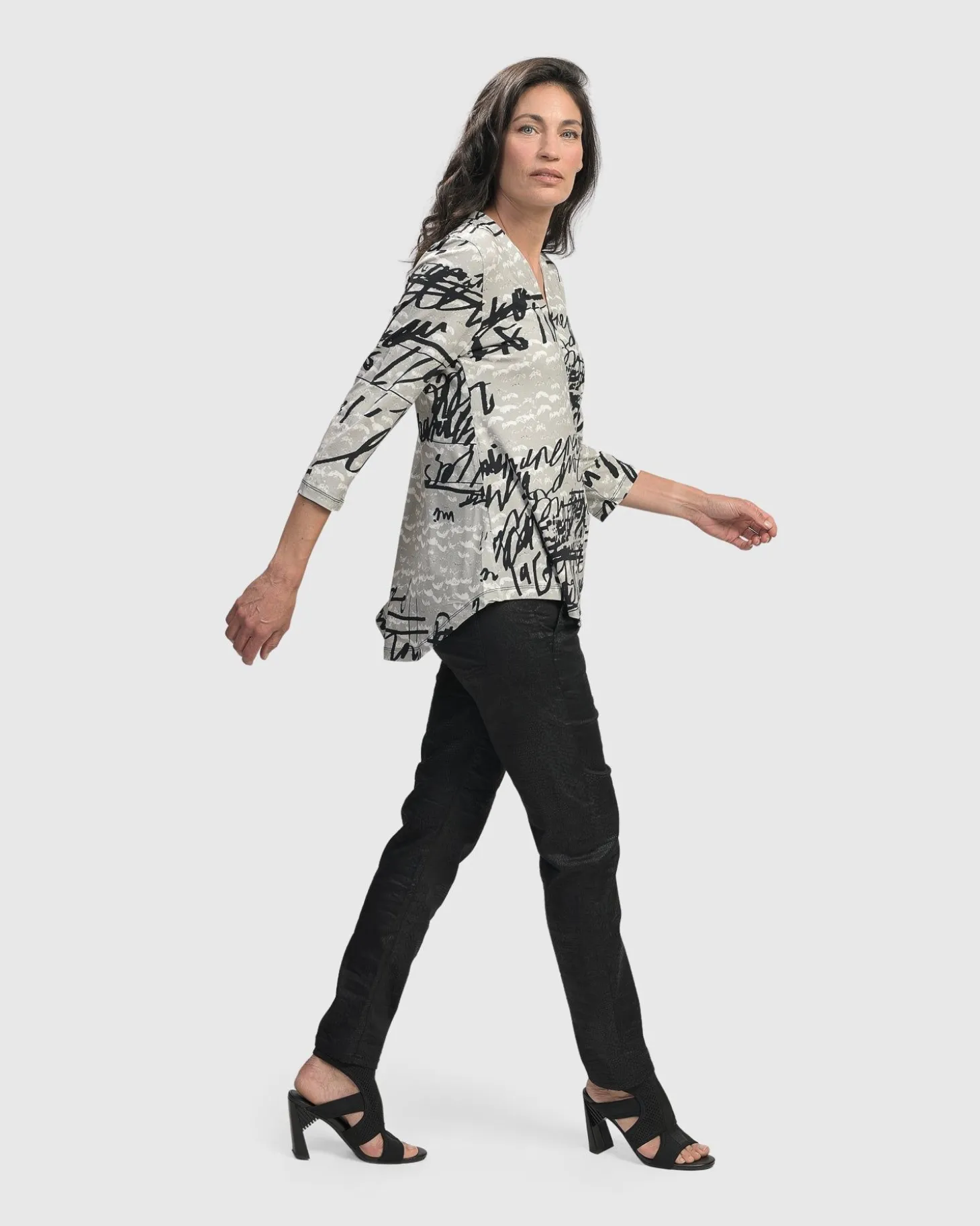 Flirty Signature V Neck Top, Script