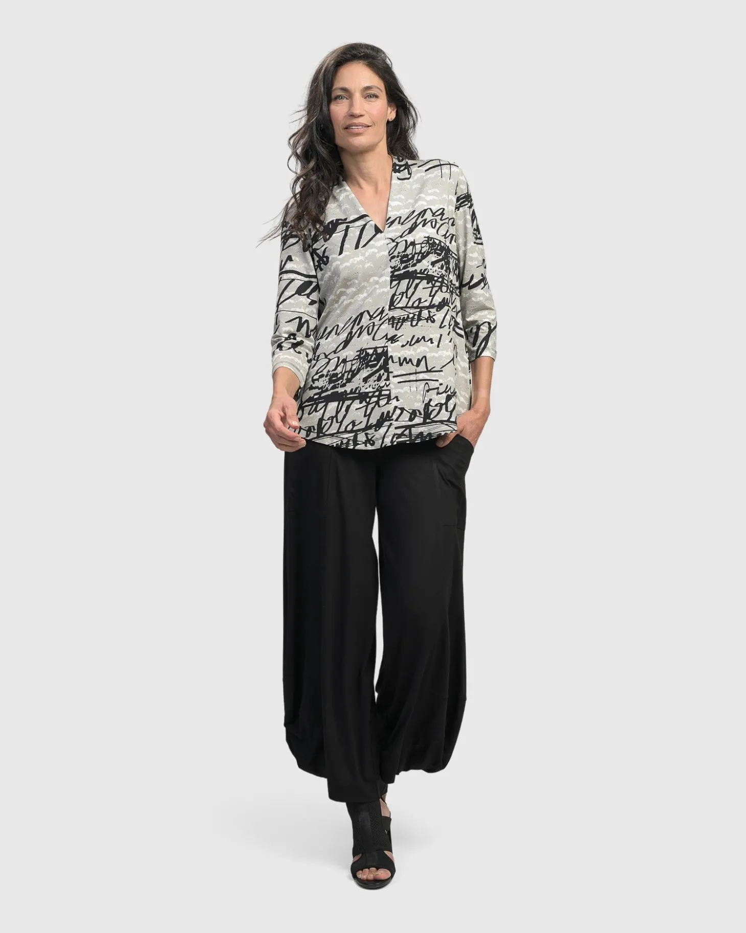 Flirty Signature V Neck Top, Script