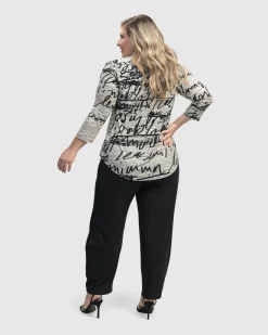Flirty Signature V Neck Top, Script