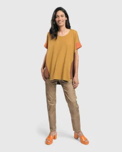 Floral Iconic Stretch Jeans, Gold Wash