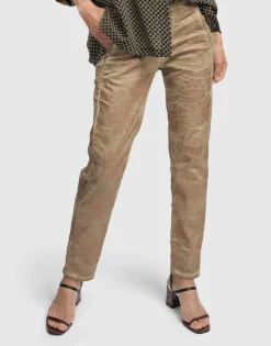 Floral Iconic Stretch Jeans, Gold Wash