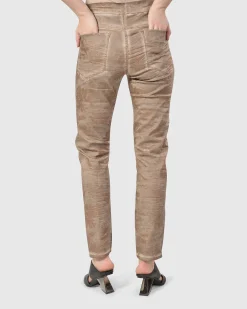 Floral Iconic Stretch Jeans, Gold Wash