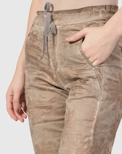 Floral Iconic Stretch Jeans, Gold Wash