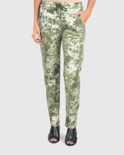 Floral Iconic Stretch Jeans, Olive