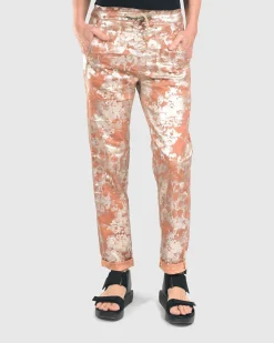 Floral Iconic Stretch Jeans, Rust