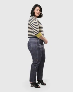 Floral Iconic Stretch Jeans, Rust/Blue