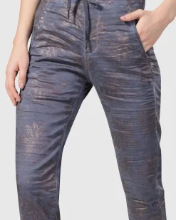 Floral Iconic Stretch Jeans, Rust/Blue