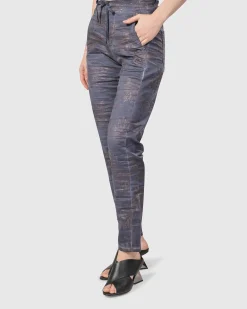 Floral Iconic Stretch Jeans, Rust/Blue