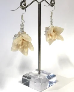 Flower & Crystal Earrings, Nude