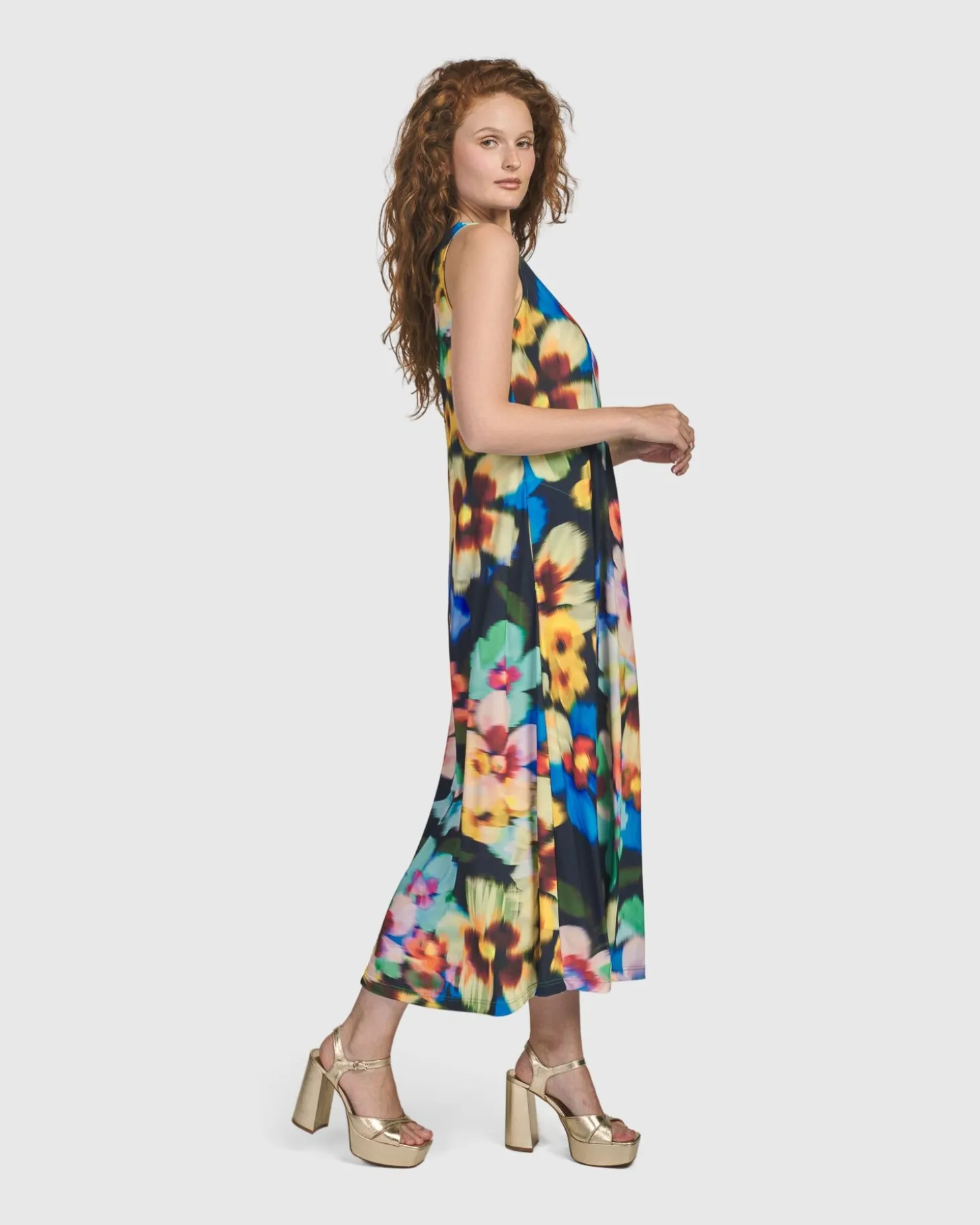 Forget-Me-Not Sleeveless Maxi Dress, Garden