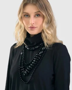 Fuji Bead Necklace, Black