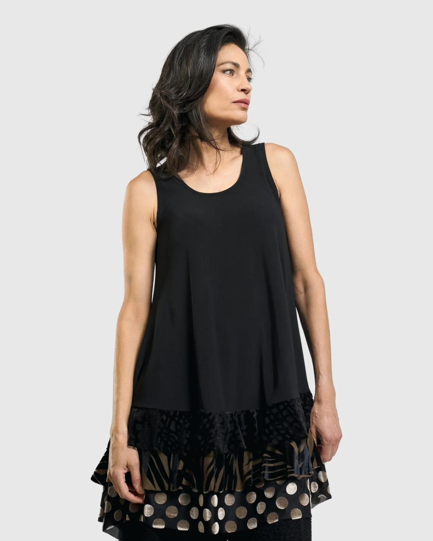 Gemma Sleeveless Tunic Top, Gold