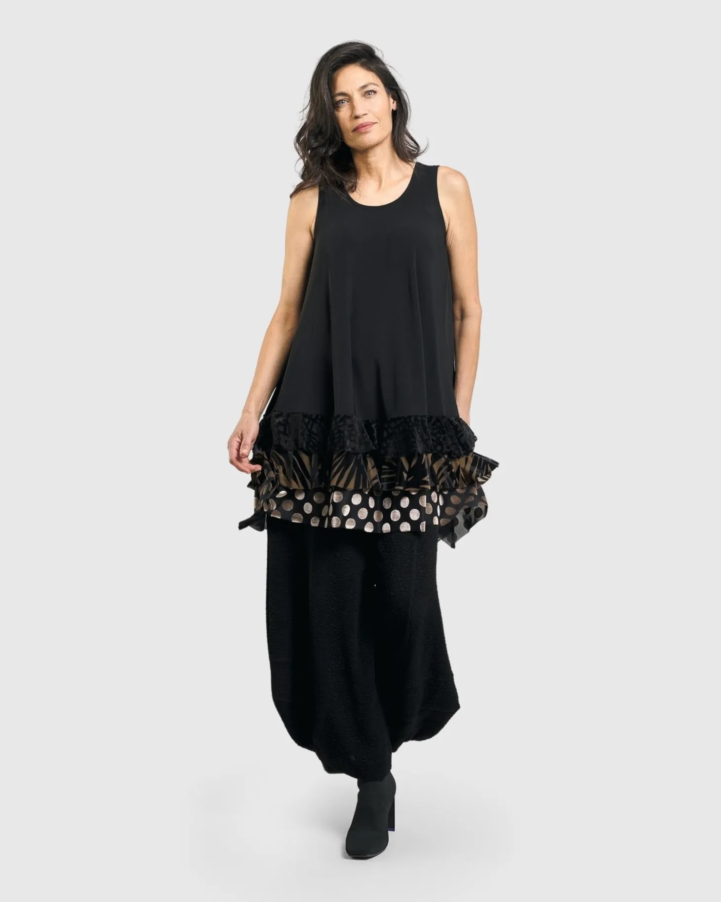 Gemma Sleeveless Tunic Top, Gold