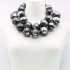 Giant Bead Necklace, Silver